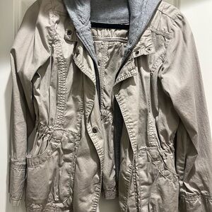 Women's Hooded Anorak Jacket - Taupe